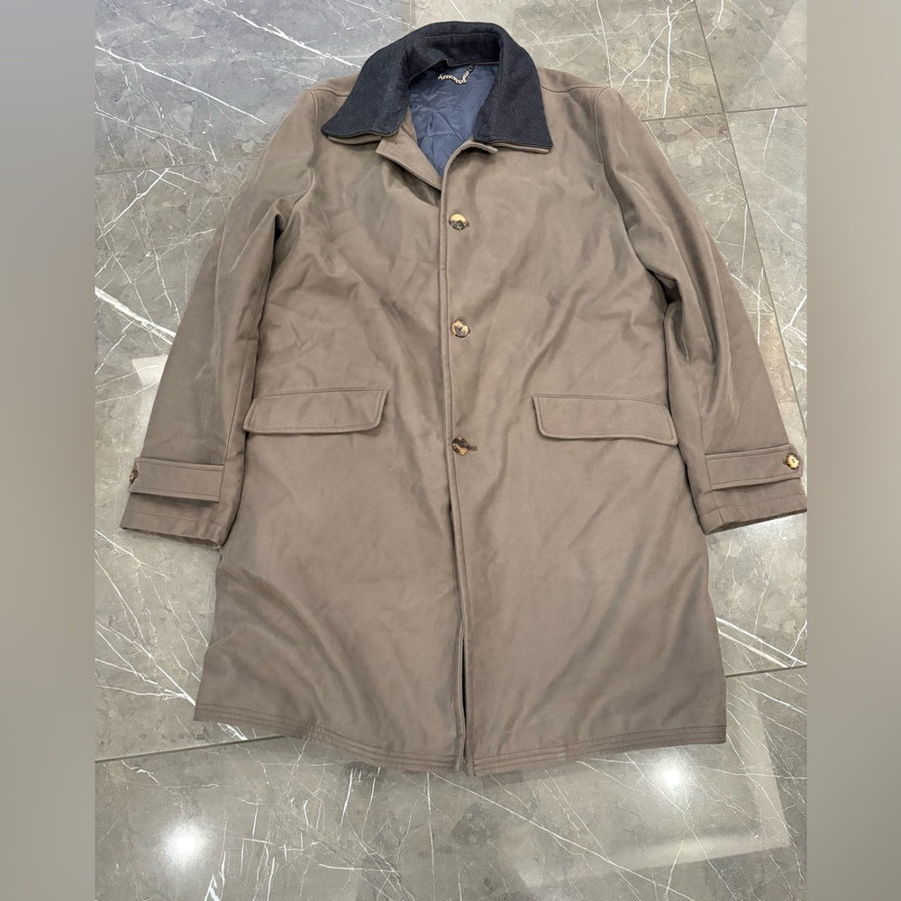 Valstar Long Coat Jacket Brown Double Collar Size 42 3 Button